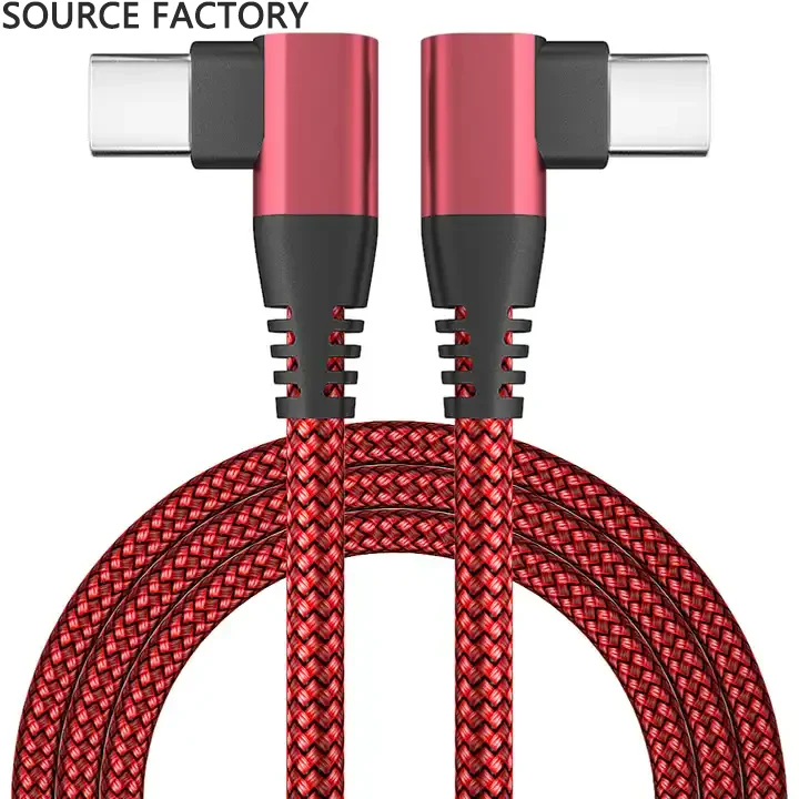 

90 degree right angle usb type c cable USB Type-C Double Elbow nylon braid cable Quick Charge Fast Wire For Mobile Phone Cables