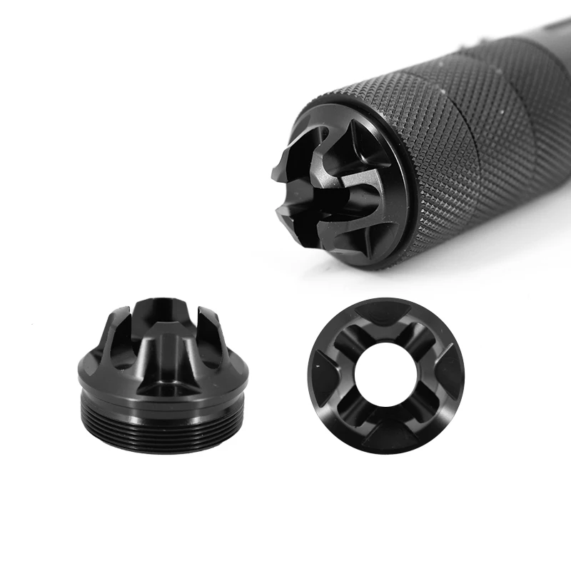 

Aluminum Adapter Flash Hider Front End Cap FlashHider for any 1.375x24 (1-3/8x24) Kit Solvent Trap Fuel Filter JK Kit