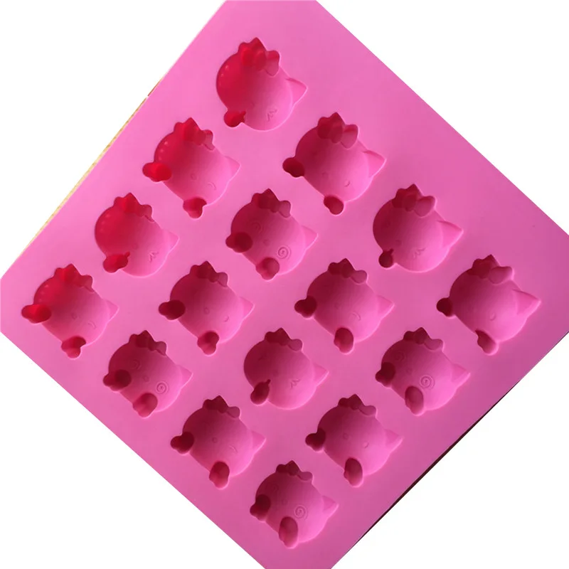 

Silicone 16 with 3d expression cat cake mold chocolate mold ice cube pudding cube, White