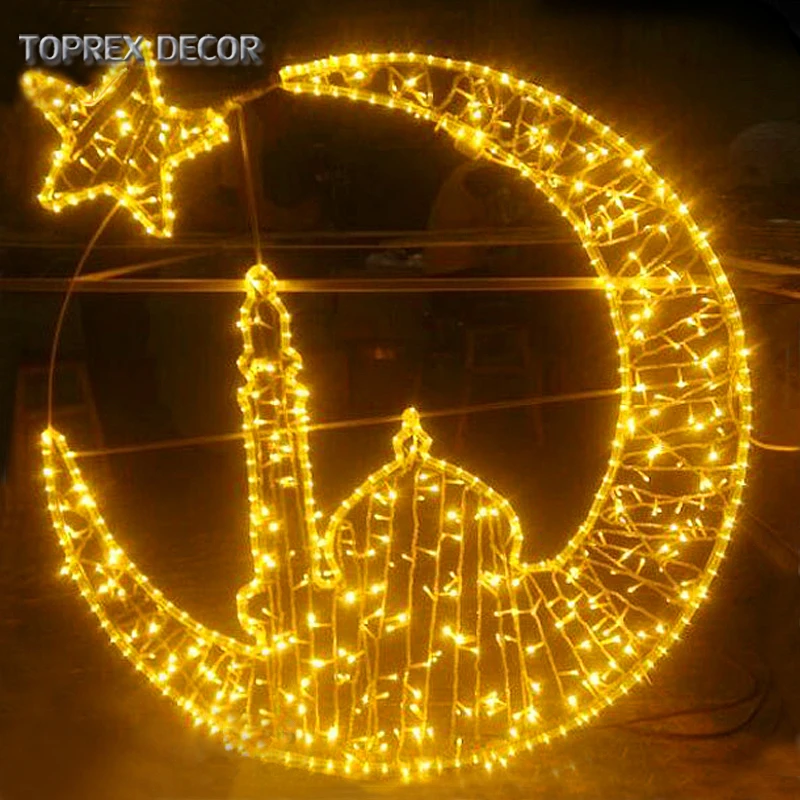 
Wholesale 2d motif light led eid mubarak decorations arabic ramadan kareem lights moon  (60748106078)