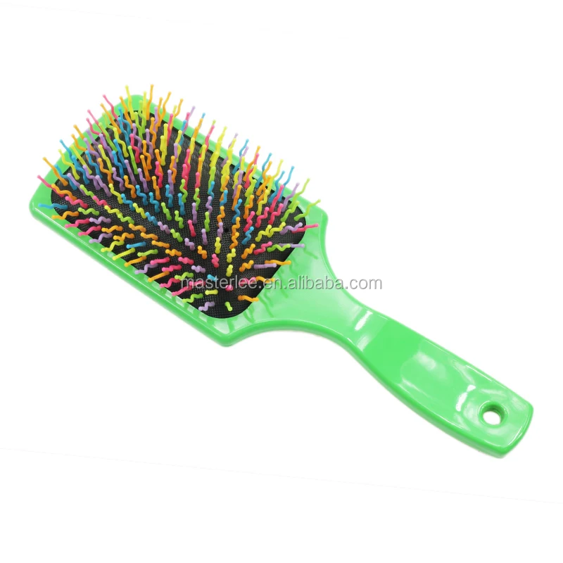 

Most popular curly nylon tooth brush plastic ABS paddle brush beauty hair extension brush, Colorful