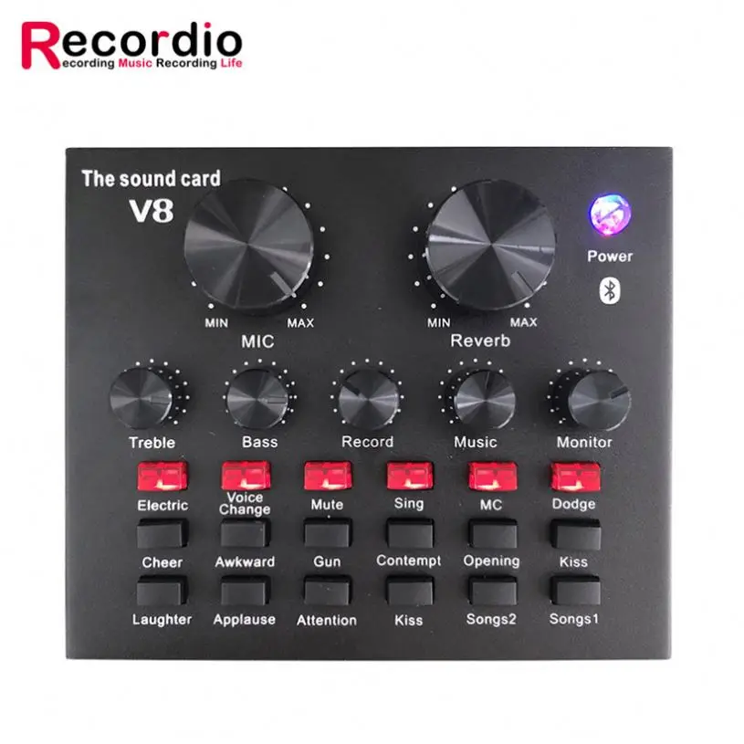 

GAX-V8 Sound Cards Studio Recording Audio Interface Audio Sound Card With Great Price, Black