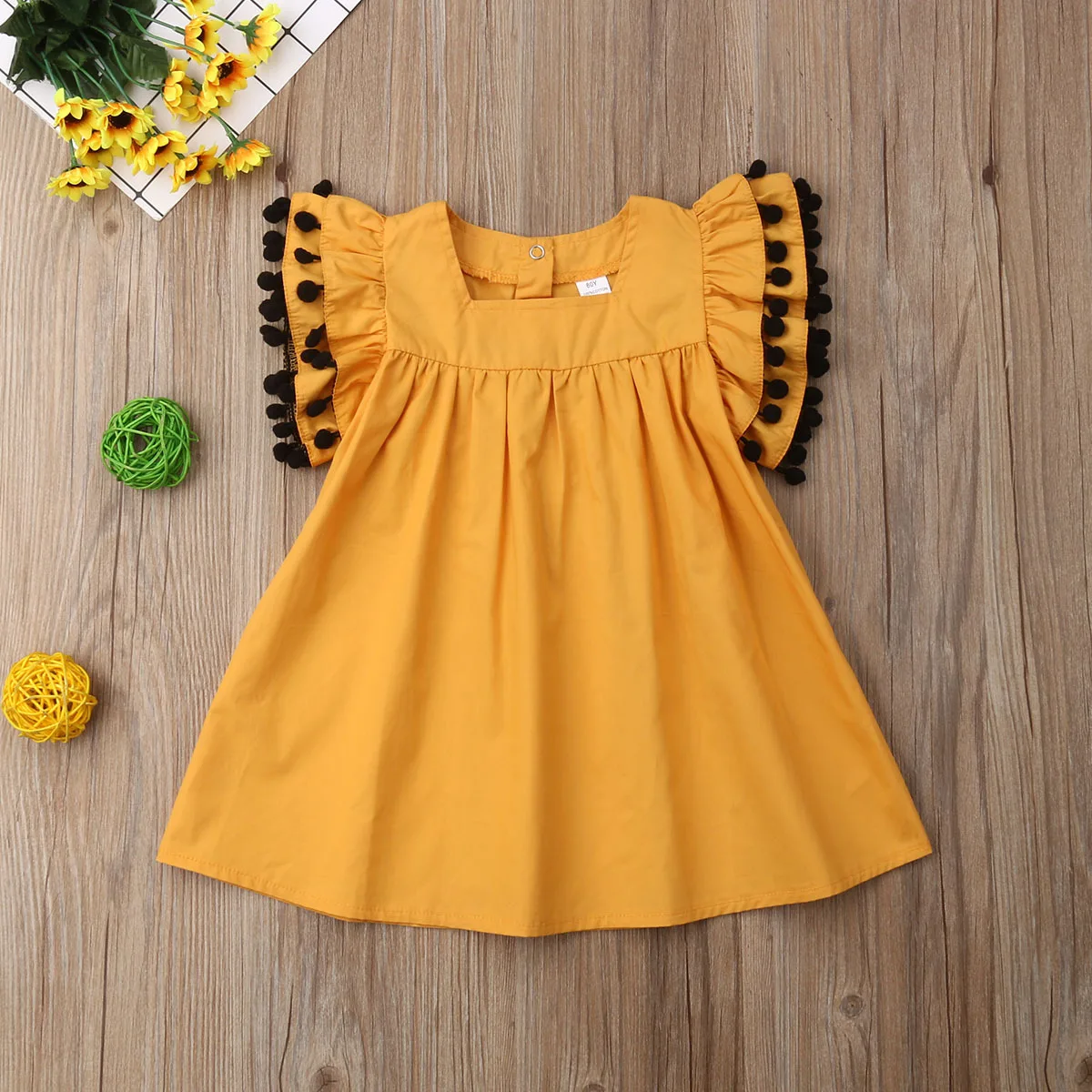 

RTS Amazon hot style clothing girls summer simple solid color small flying sleeve children kids clothing dress