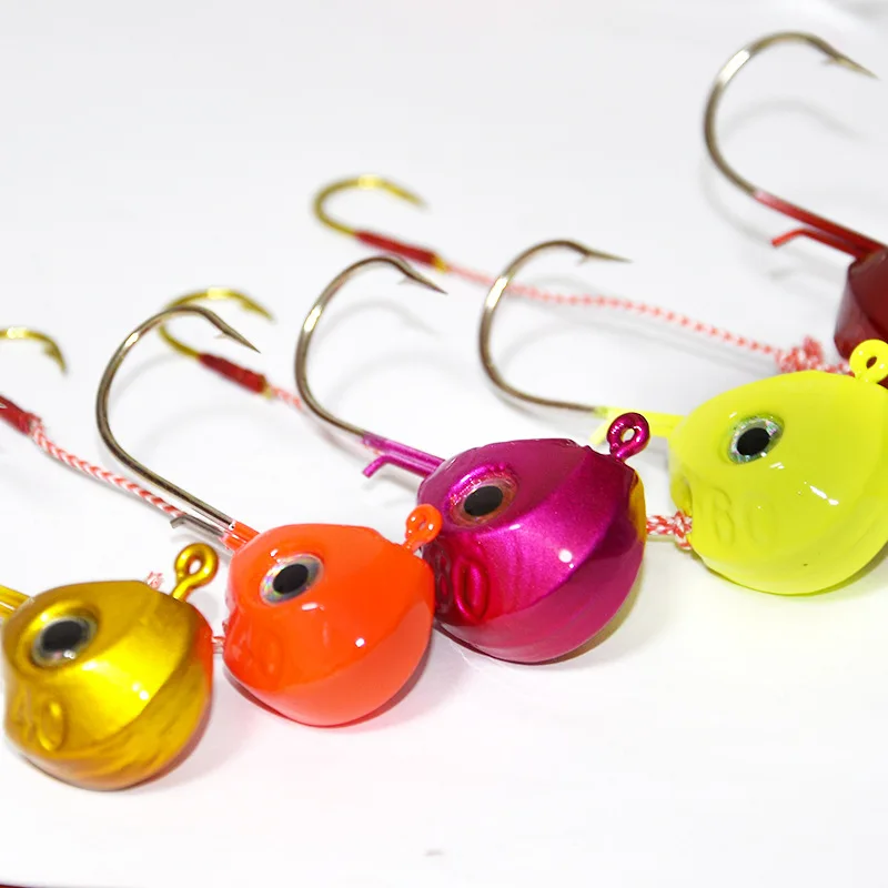 Hot Sale 40g-140g Jig Head Double Hook with 3D Eyes Lead Material Fishing Jig for Fresh and Saltwater Fishing