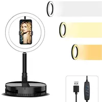 

2020 New Launch 10 inch LED Selfie Ring Light with Foldable Base Support&Cell Phone Holder for Live Stream/Makeup Video