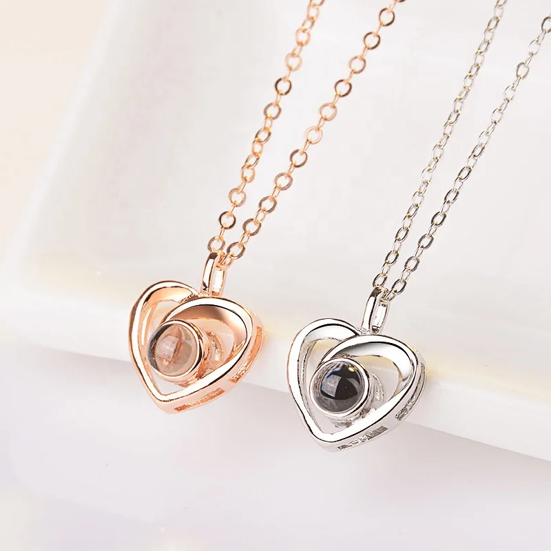 

Wholesale European Fashion Woman Girl Party Gift Heart Projecting LOVE Zircon Pendant Necklace