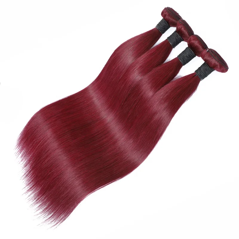 

Mellow Waves Cambodian Straight Hair Bundles with Closure Red 99J color Human Hair Bundles with Closure remy hair weaving 99j