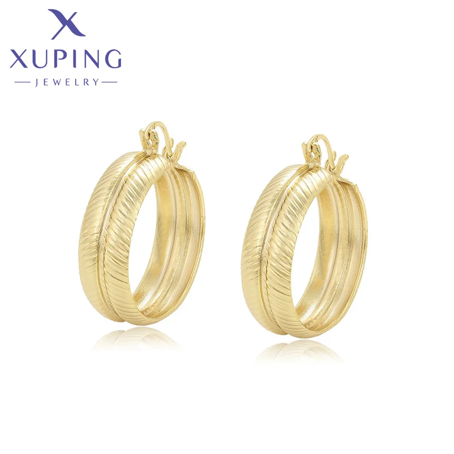 

X000797662 XUPING Jewelry Stylish simple luxury design texture line feeling ear buckle for women Environmental Copper