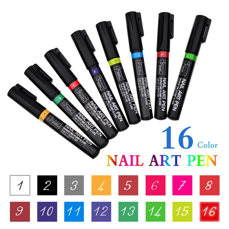 Wholesale 16 Colors Nail Oil Pen With Brush Tip Dotting Wax Nail Gel