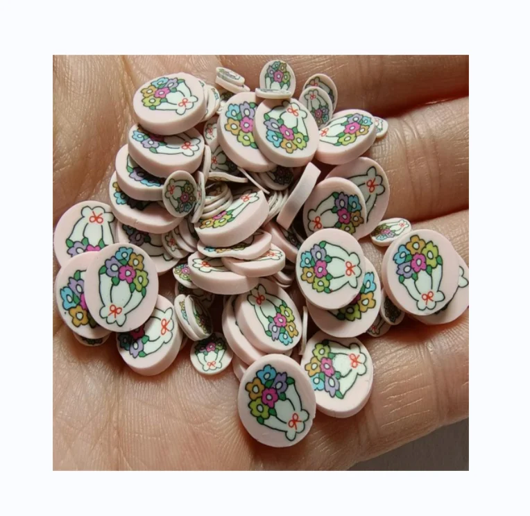 

Cute Flower Bouquet Round Shape Polymer Slices Clay Sprinkles For Crafts DIY Nail Art Decoration Crystal Mud Slime Filling Mater