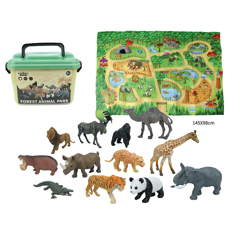 

Miniature Simulation Zoo Farm Animal Set Toy Dinosaurs Model Plastic Toy Forest PVC Wild Animals Figures Toys Set