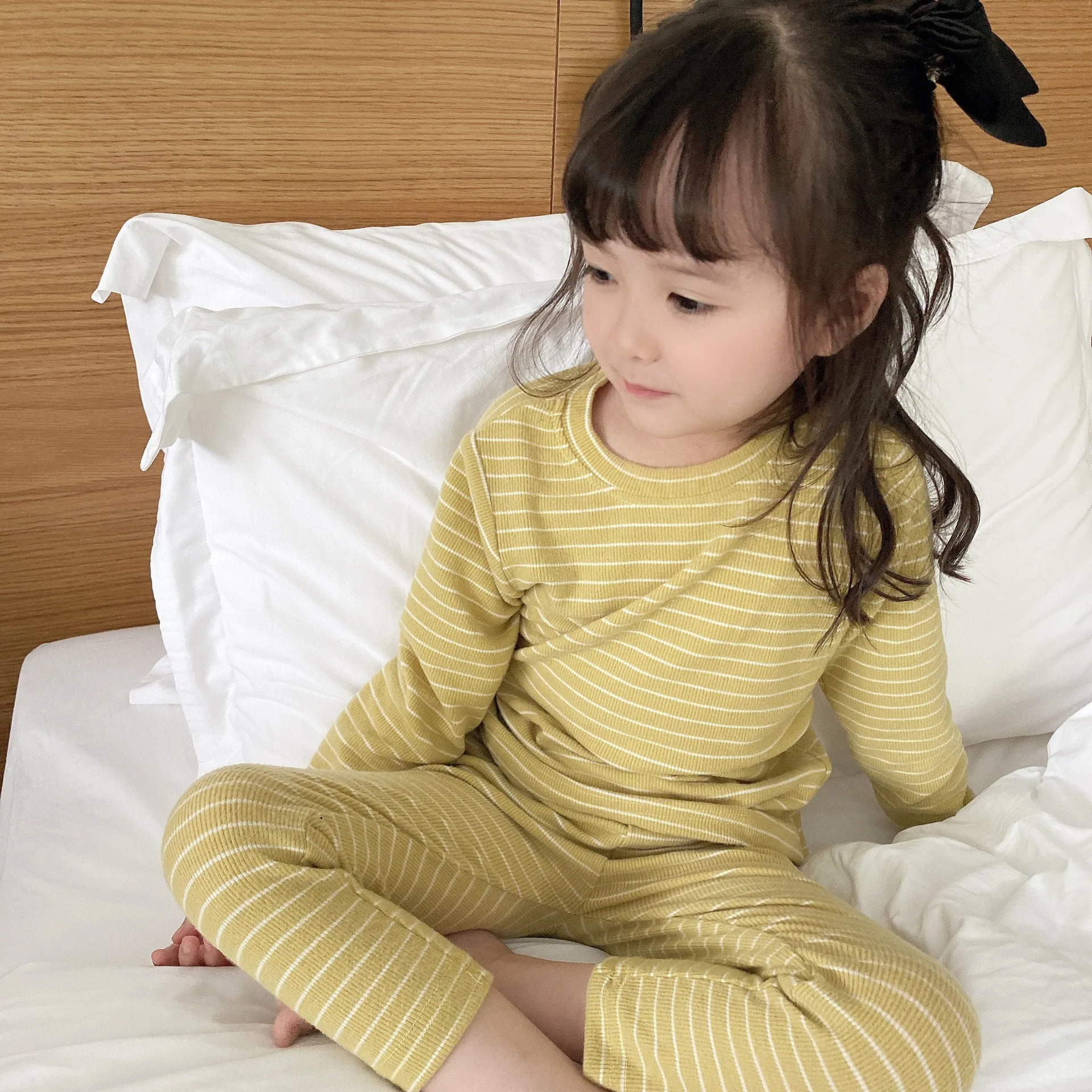 

new popular kids striped soft cotton pajamas cotton loungewear sets girls boys long sleeves sleepwear