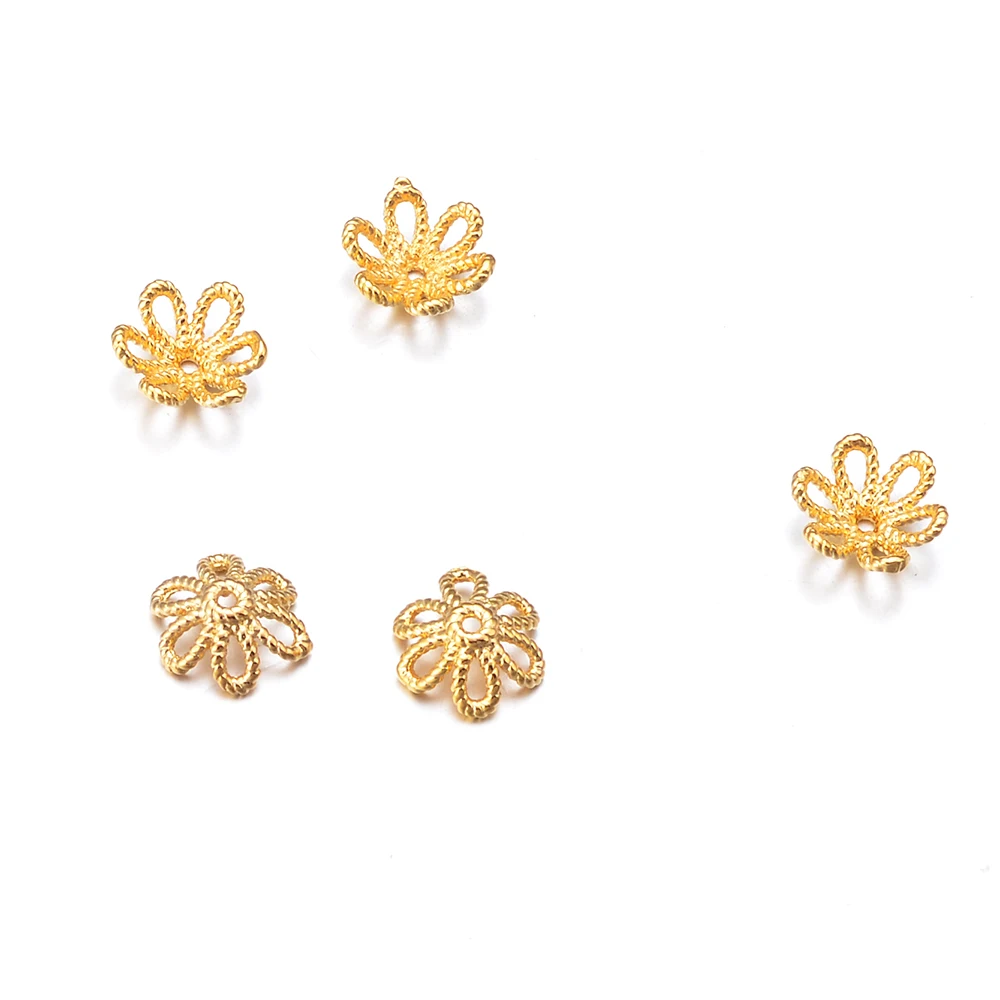 

Filigree Spacers Bali Style 18K Gold Plated Flower Bead Caps Bead End Caps for DIY Jewelry Findings Making Wedding Decoration, Golden