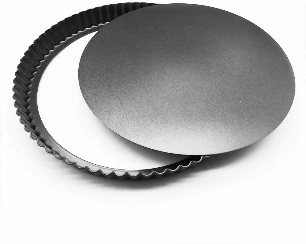 

Nonstick Carbon Steel ROUND CAKE PAN Removable Loose Bottom Baking Pie Tart Quiche Pan, Black