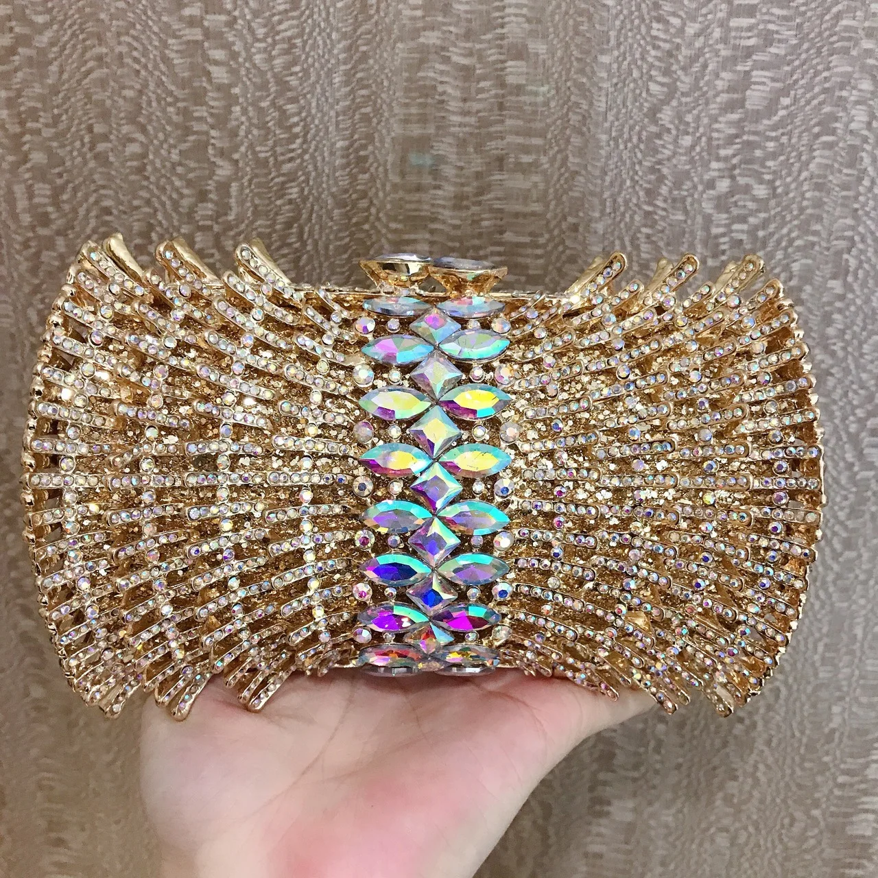 

Fashion Hot Sale Elegant Clutch bag Chains Handbags Diamond Wedding Purse Evening Bag For Ladies, Gold and blue