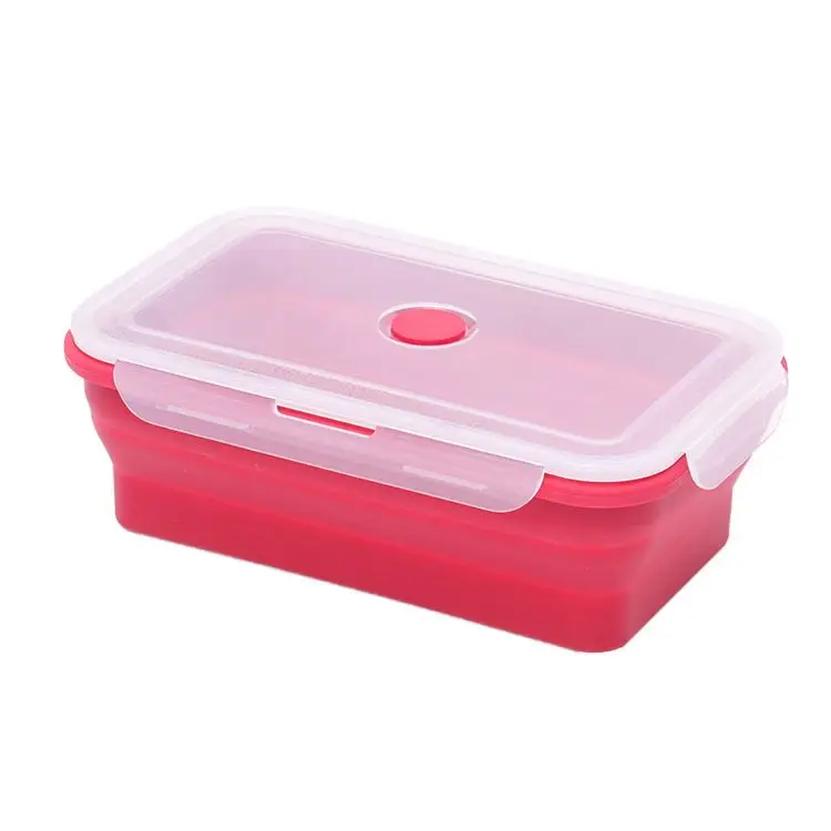 

New Large Capacity 2450ml Foldable Silicone Lunch Box Beach Portable Food Storage Box Wholesale, Yellow/purple/orange/red/green/blue (customizable)