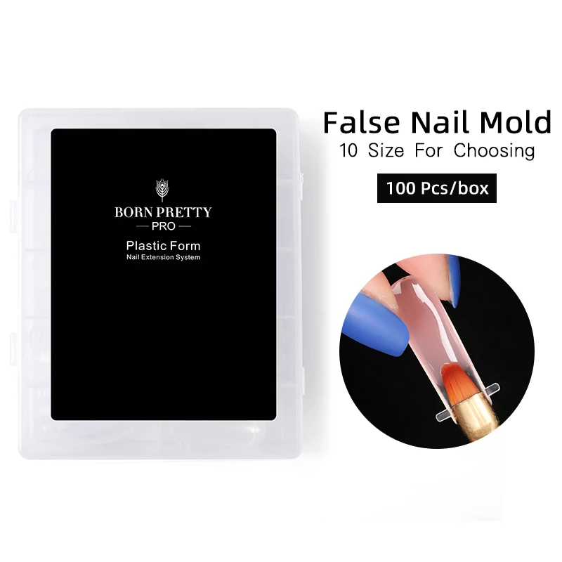 

BORN PRETTY PRO 100 Pcs/Box False Nail Mold Tips Finger Extension Nail Art Tool Manicuring Accessories, Clear