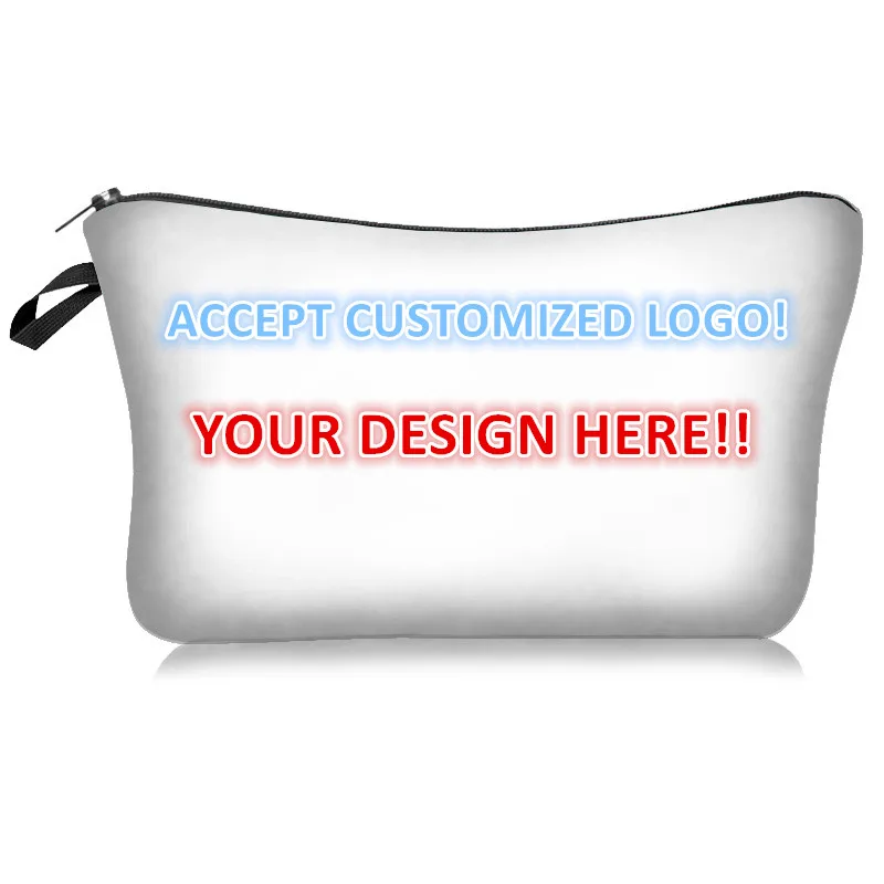 

3D Customized Your Personalized Pattern Bags canvas Makeup Bag Cosmetics Pouch For Travel Ladies Pouch Women bag, White