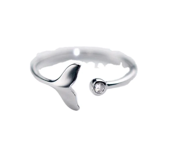 

SR104-004 Halo lovely cz stone whale ring jewelry women 925 sterling silver