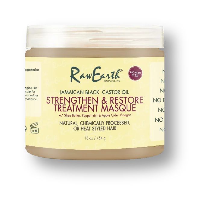

RAW EARTH Jamaican Black Castor Oil Strengthen & Restore Treatment Masque 500ml for women and curly hair products for all hair