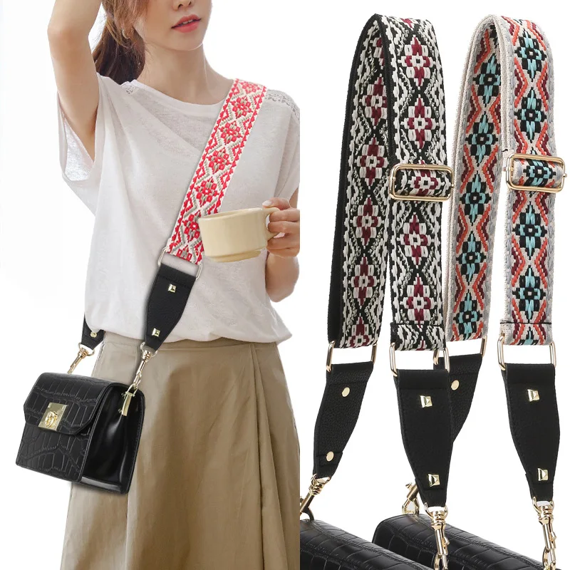 

ZONESIN 2021 5cm Detachable Woven Designer Bag Replacement Strap with Black Leather End, 10 colors in stock