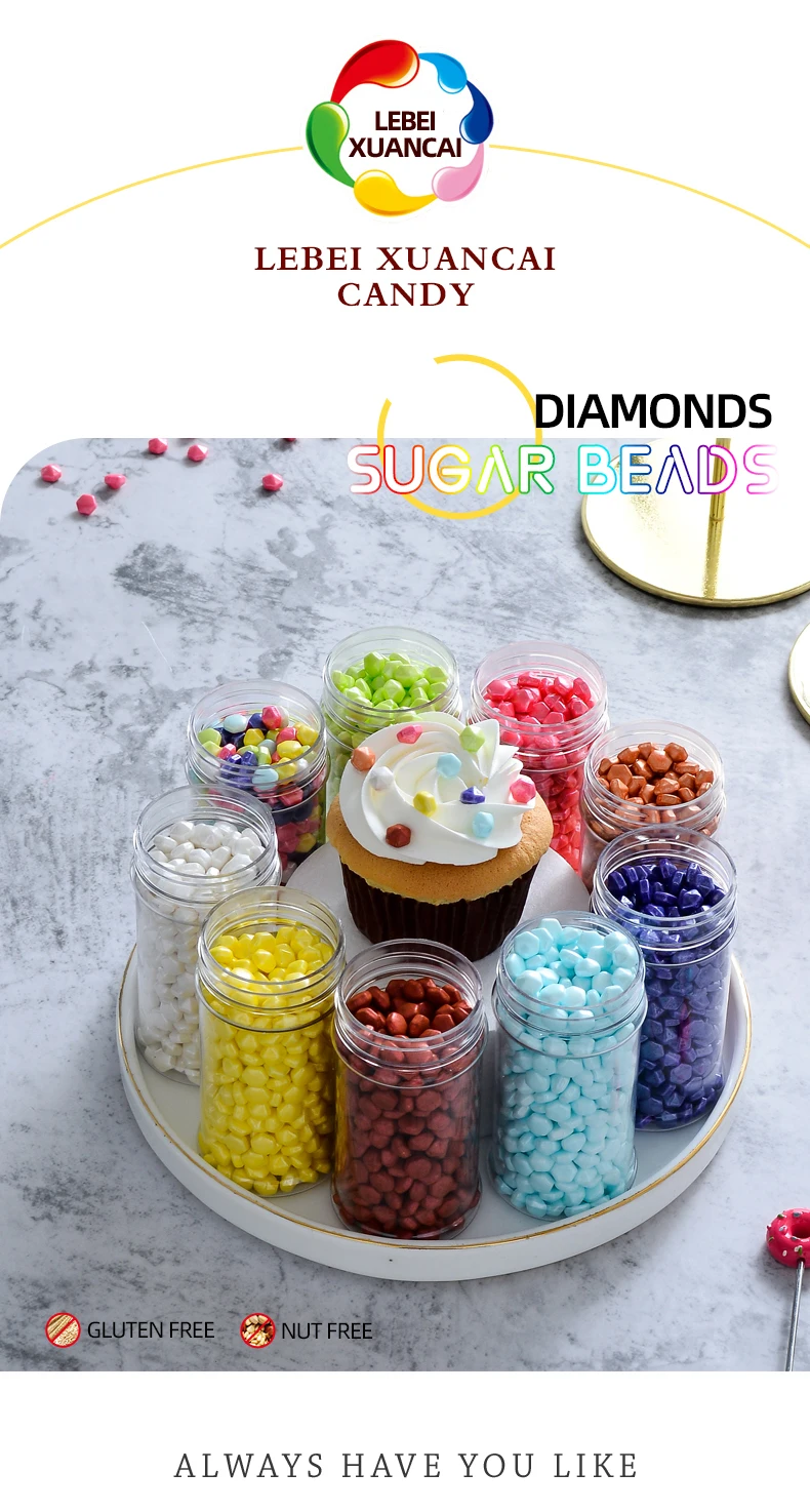 Pressed Candy Pearlizd Shinny Colorful Diamond Edible Candy Oem Accepted Dragee Edible Cake
