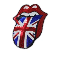 

high quality fashion custom lips sequin applique mouth shape patch tongue sequin patch for garment