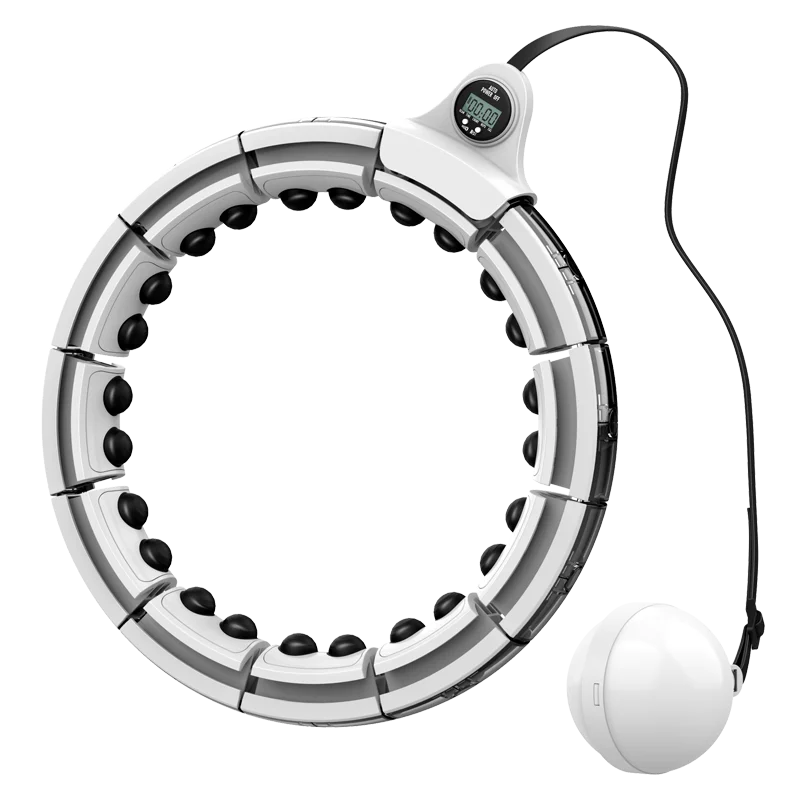 

competitive price manufacturer fitness weighted smart hulahoops digital sport waist massager hula ring, Black-white