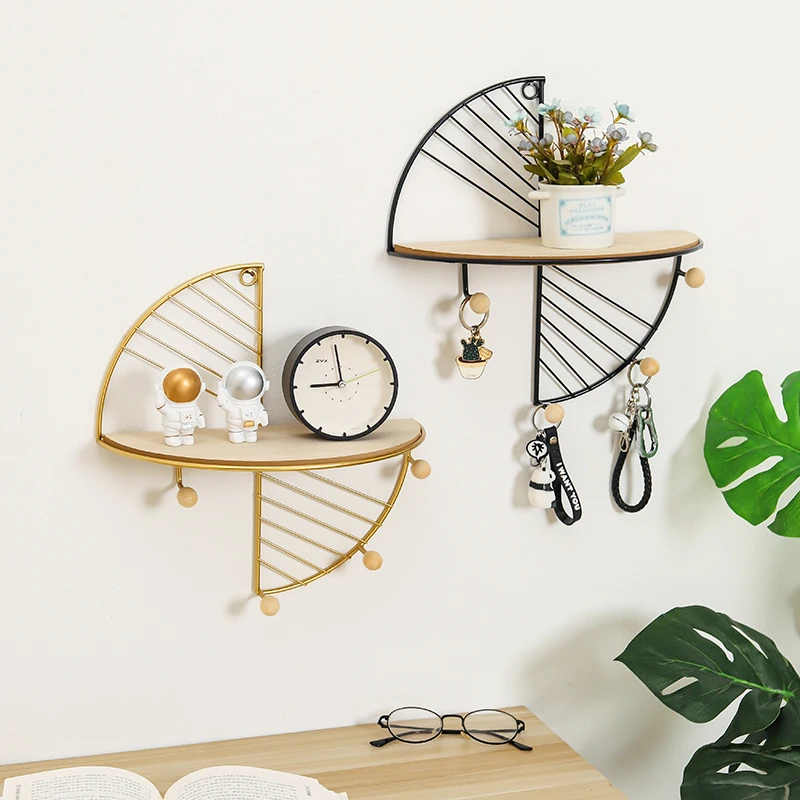 

Creative house hold items wall-mounted coat hooks .key holder for wall multifunctional metal hanger family storage, Black and gold