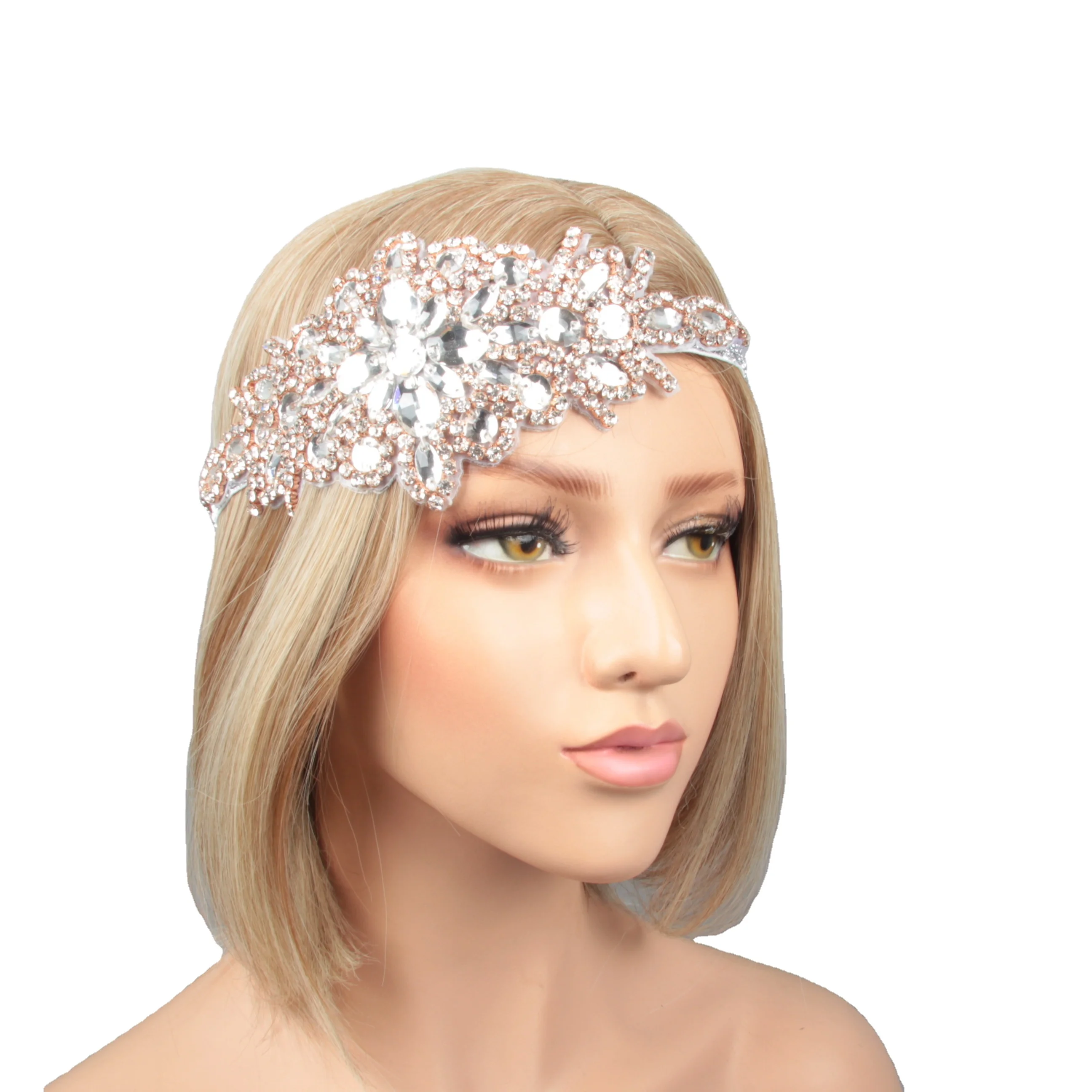 

Factory Sale Luxury Gorgeous Crystal Rhinestone Wedding Dress Headbands Personalize Priceless Bridal Hair Garment Accessories, Clear crystal applique
