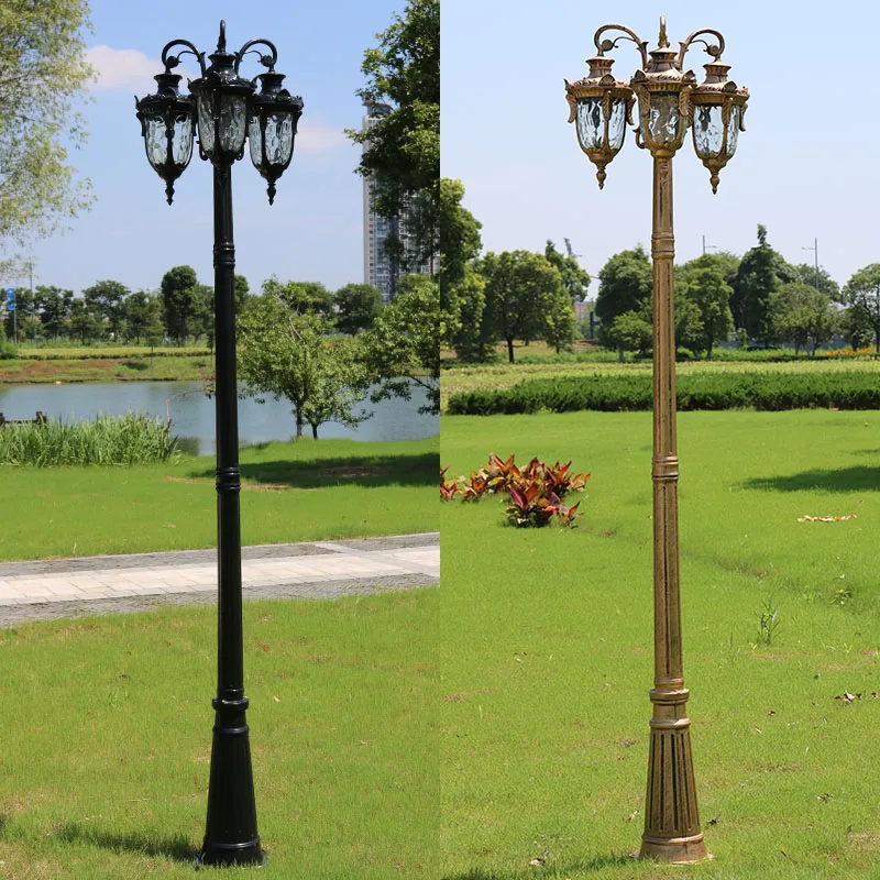 2m 3m height antique cast aluminum led garden post with lamp on top garden light