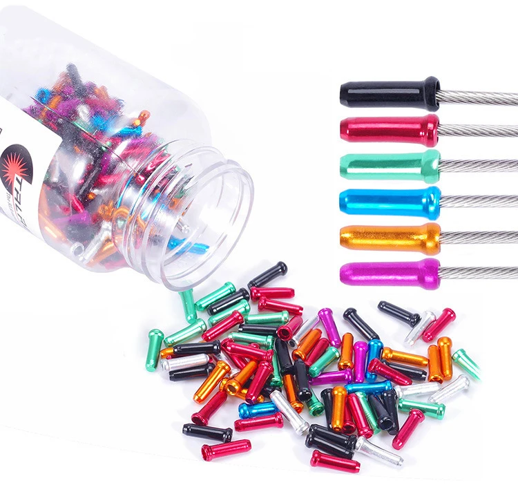 

Colorful aluminum alloy shift brake cable cap dustproof bicycle mountain bike road bicycle deralleur cable end cap, Optional