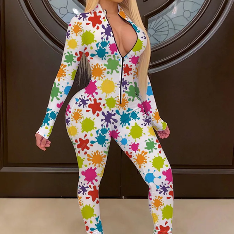 

Women 1-piece Pajamas Long Jumpsuit Sexy Long Sleeve Pajamas Nightwear Plus Size Lingerie Single thin section, 14 colors