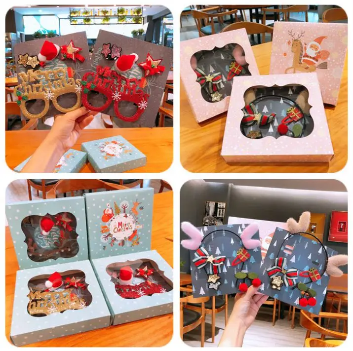 
2020 New Christmas Headband Hair Pin Hair Tie Glass Frame Hair Accessories Gift Set For Kids 