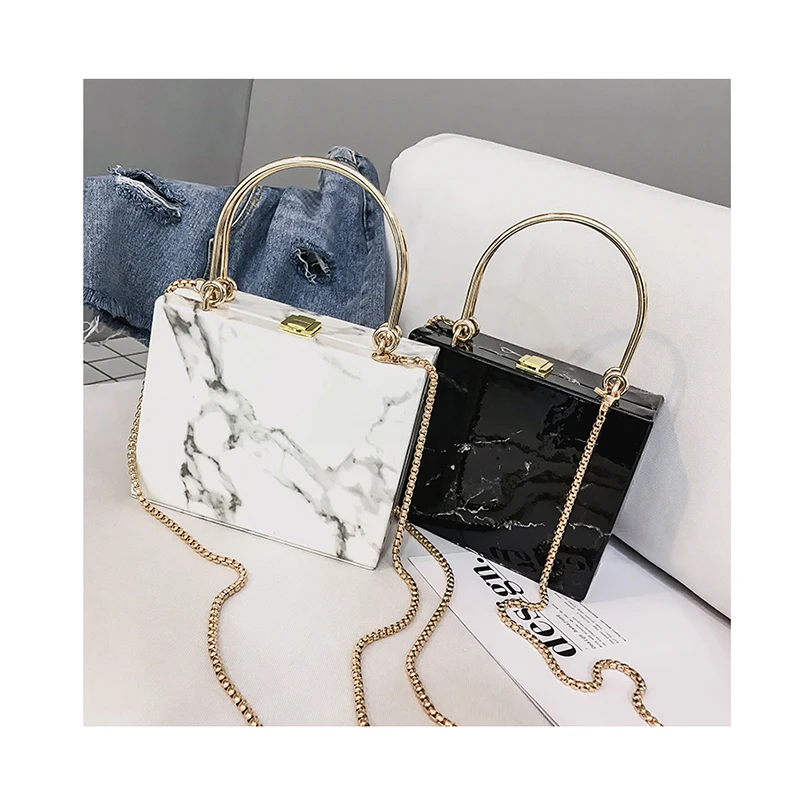 

Women Marble Print Fashion Evening Clutches Luxury Metal Handle Designer Shoulder Messenger Crossbody Bags For Women Bolso Mujer, Customized color