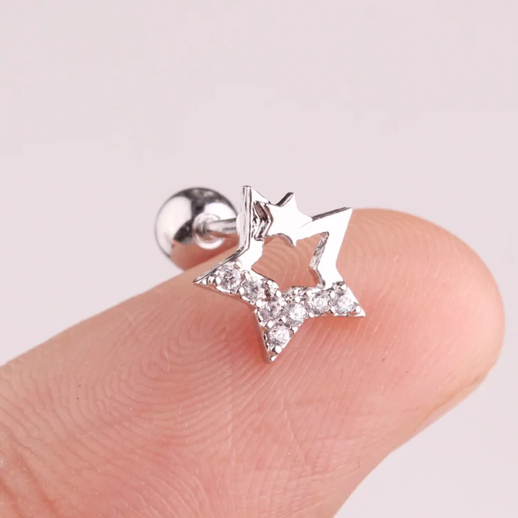 

New Arrival 18g bar Stainless Steel diamond barbell earrings