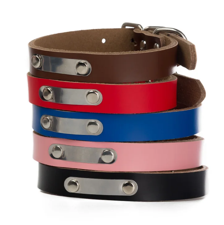 

China Wholesale Durable Leather Dog Collar Genuine Designer Accessories Pet Collar
