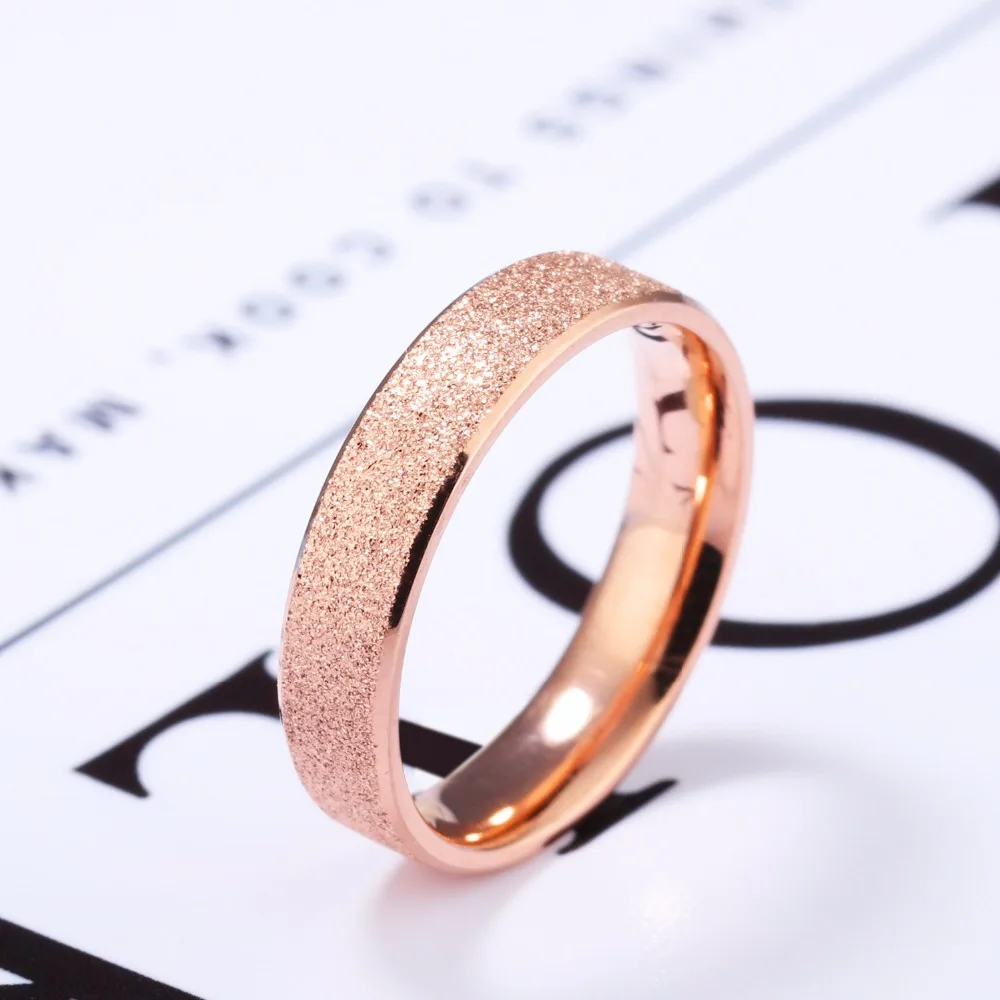 

New Design Women Valentine's Gift Rose Gold Scrub Stainless Steel Engagement Wedding Rings