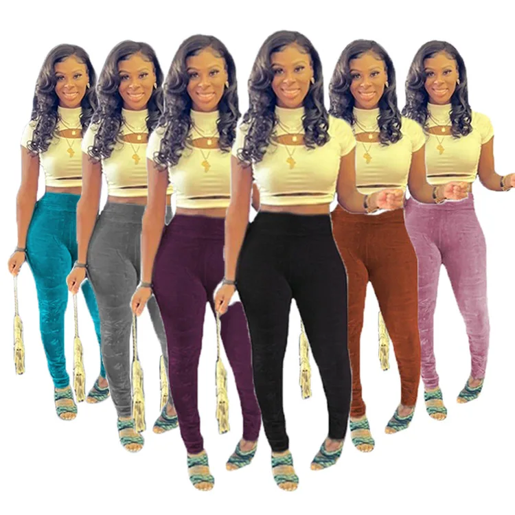 

MD-20101907 2021 Autumn Ladies Outfits Cargo Pants Set Women Clothing Velvet Sweatpants Pants Wholesale Cargo Trousers