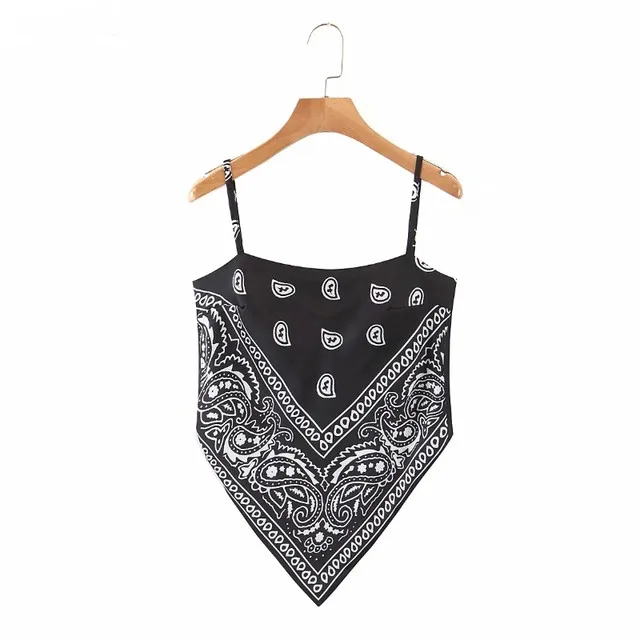 

New Women vintage paisley print spaghetti strap sexy chic camis tank ladies summer backless bowknot sling tops, Shown