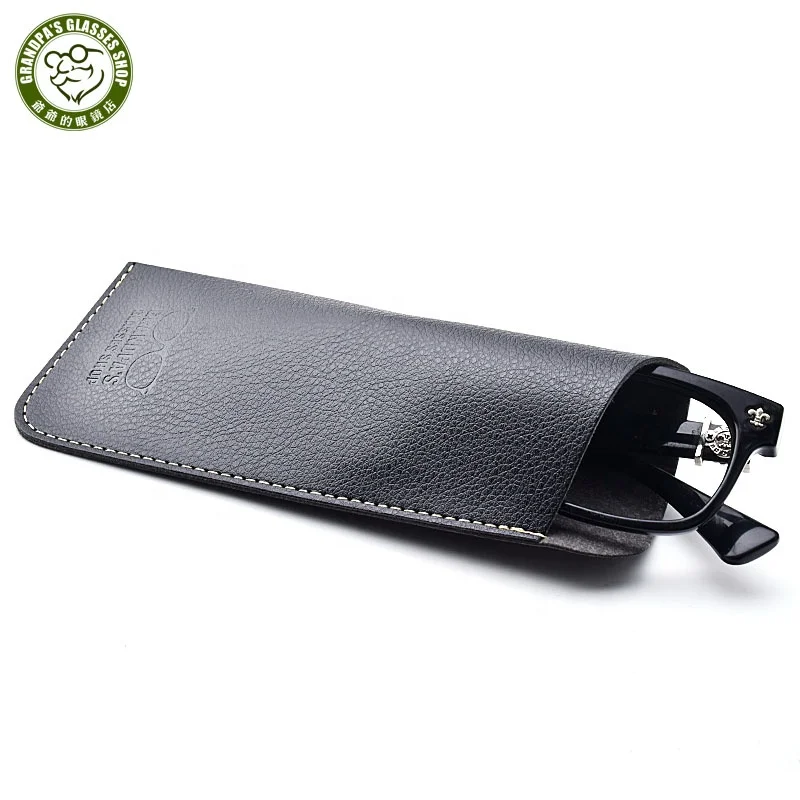 

OEM new design customized handmade PU leather glasses case Luxury Portable slim Travel sleeve eyeglass pouch bag