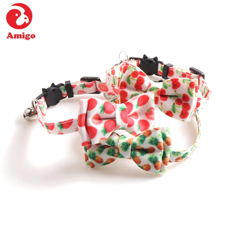 

Amigo popular pet collar making suppliers fashion cute fruit bowtie design personal small cat collar, Show as picture or custom