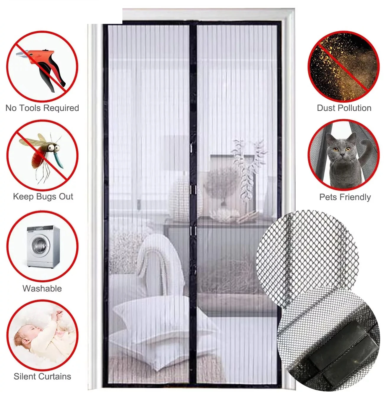 Hot Sale Hands-free Magnetic Summer Anti-mosquito Curtains Encryption ...