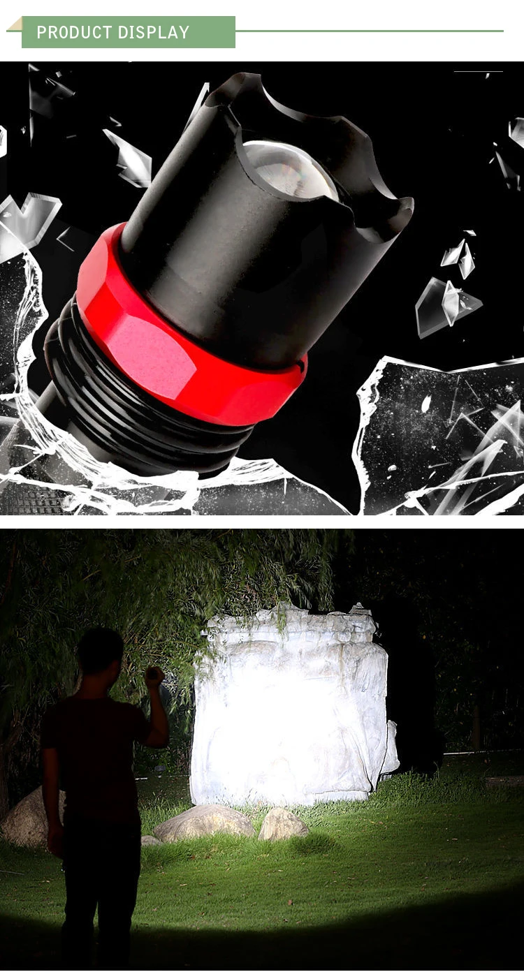 Outdoor Multi Function Zoom Mini USB Rechargeable Battery LED Flashlight