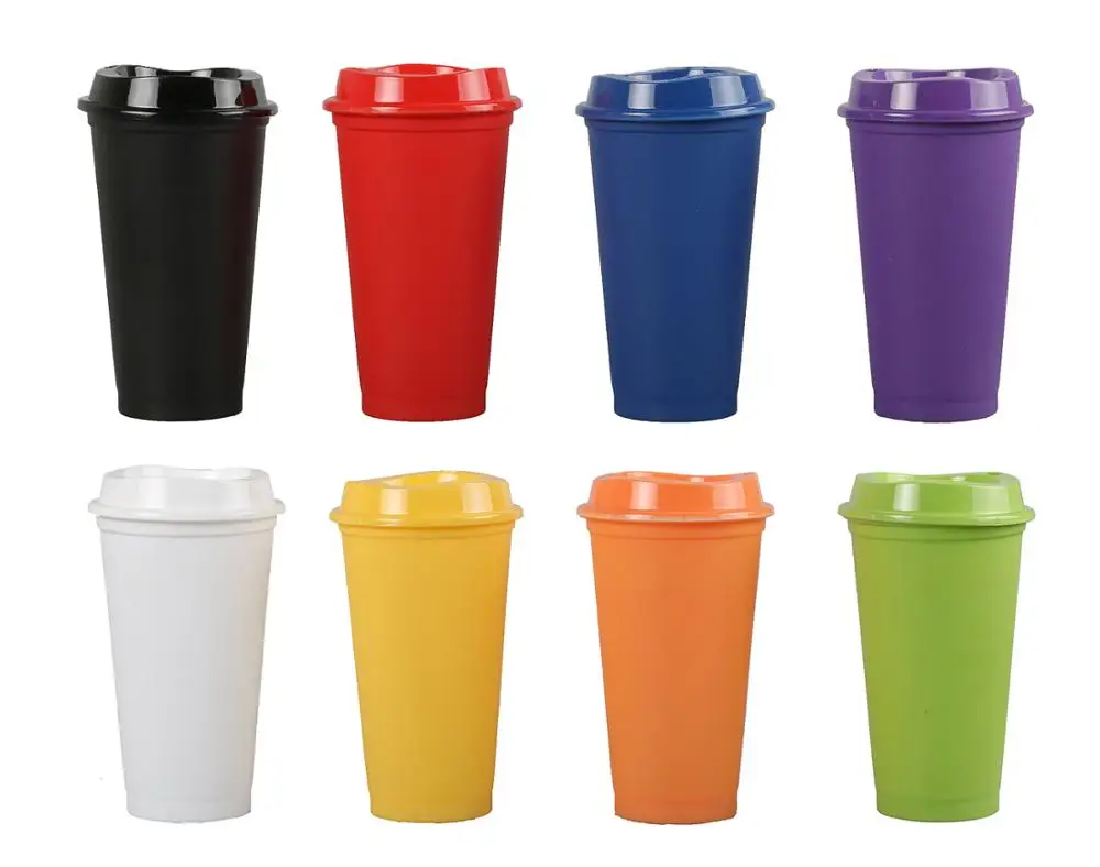 

wholesale bpa free 16 oz reusable factory plastic coffee cup with lid, Customized