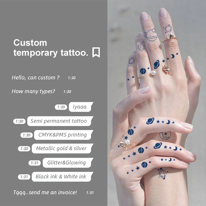 

Custom A3 Semi-permanent Ink Jaguar-Juice Gardenia Genipin Genipia 2 weeks Tattoo Sticker