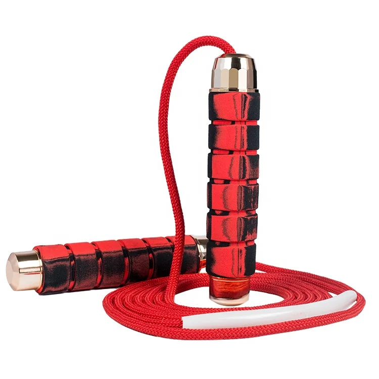 

Weight-Bearing Fitness Skipping Rope Without Winding With Ball Bearing Fast Jump Rope Foam Handle Skip Rope, Red, grey