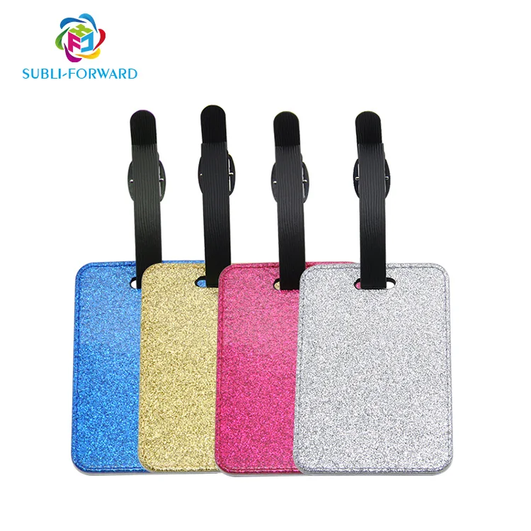 

Fashion sublimation glitter PU glitter leather Luggage tag, Silver,gold,rose red,blue