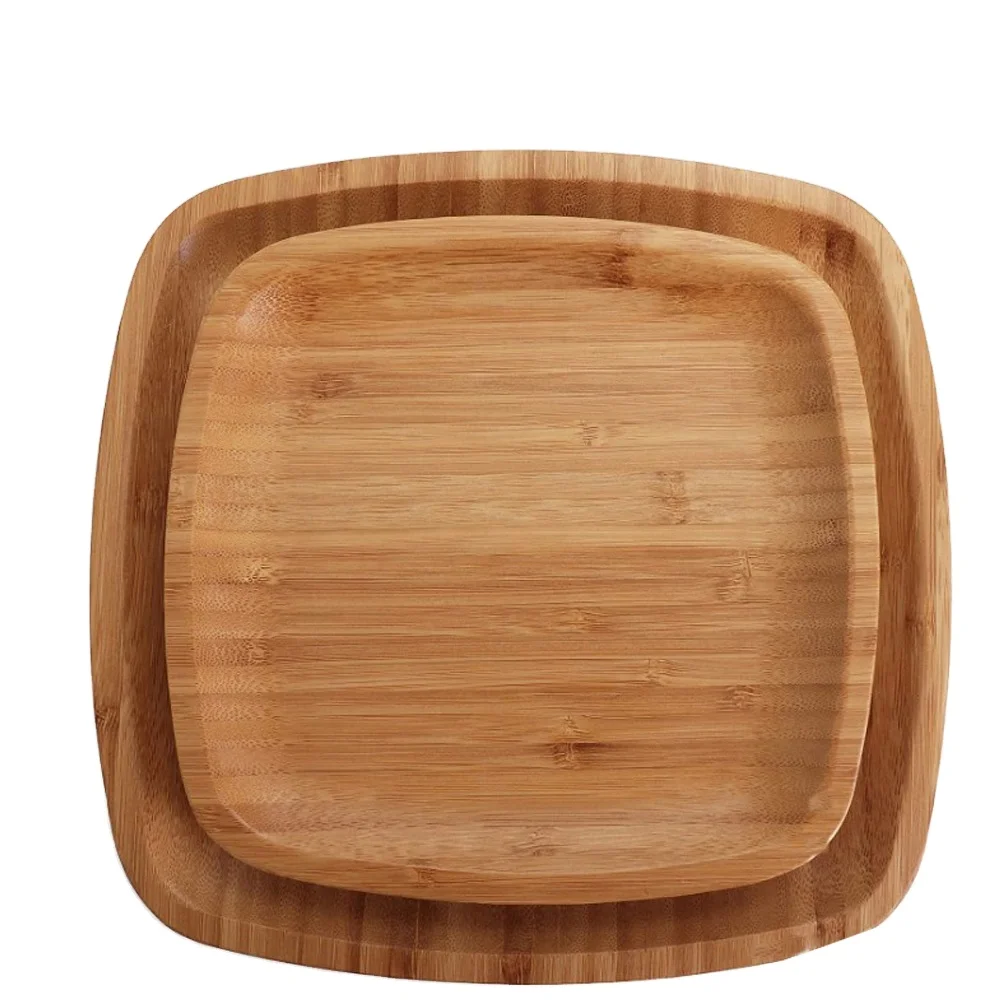 

eco friendly home party reusable square bamboo dinnerware plate tray set table, Natural