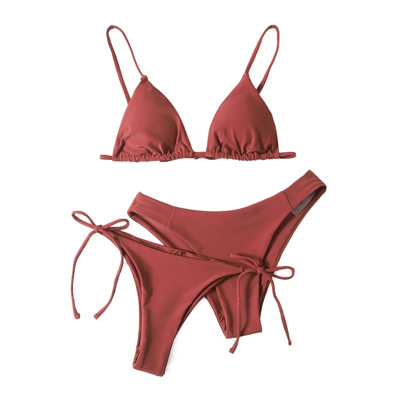 

Women Swimsuit Thong Swimming Suit Bikini Set Bathing Suits Swim Tie Side Thong Beach Swimwear Biquini, Customized color